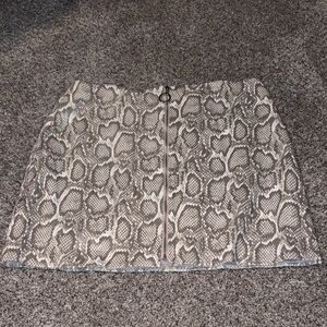 After Market Snake Print Mini Skirt with Front Zip